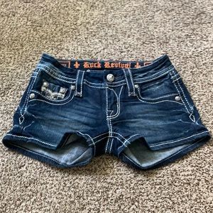 Rock revival dark wash shorts